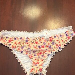 Shade & Shore Floral Bikini Bottom - Cream, Red, Purple